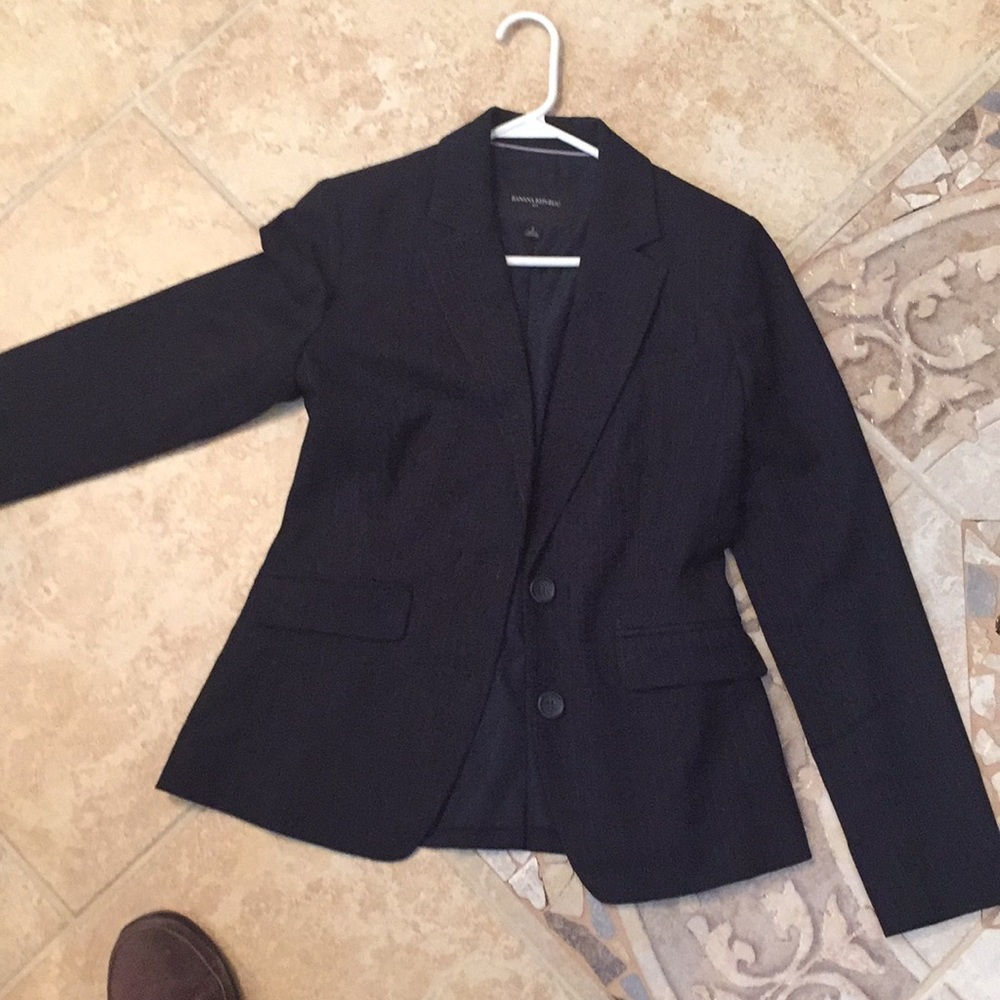 Banana Republic navy pin stripe blazer.